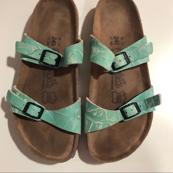 teal blue birkenstocks